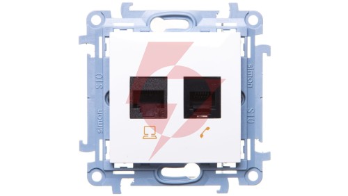 Simon 10 Gniazdo RJ45 kat 6 + gniazdo telefoniczne RJ12 białe C6T.01/11