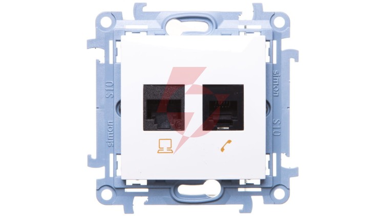 Simon 10 Gniazdo RJ45 kat 6 + gniazdo telefoniczne RJ12 białe C6T.01/11