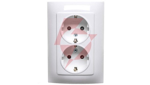 Simon 10 Gniazdo podwójne SCHUKO z przesłonami białe 16A 250V IP20 CGSZ2Z/11