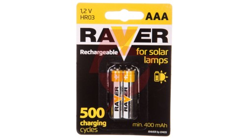 Akumulator Ni-MH LR03 / AAA 400mAh RAVER SOLAR /blister 2szt/ B7414
