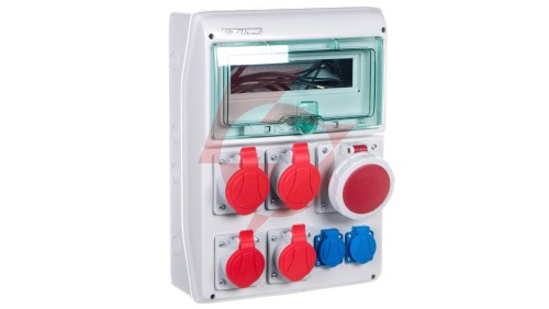 Rozdzielnica budowlana 12 modułow 2x16A 5P 400V, 2x32A 5P 400V, 1x63A 5P 400V, 2x16A 1P+Z RSS-04 IP44 942040
