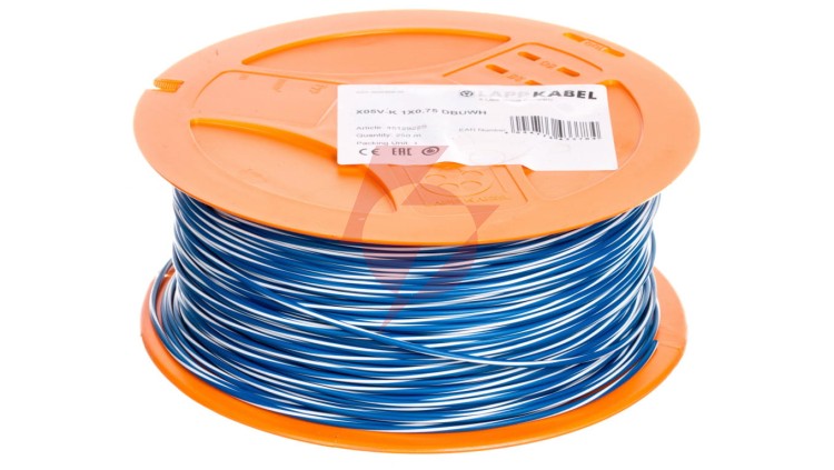 Przewód instalacyjny X05V-K 0,75 ciemnoniebieski/biały 4512922S /250m/