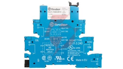 Przekaźnikowy moduł sprzęgający 1P 6A 220-240V DC 6,2mm styki AgNi 38.51.0.240.0060