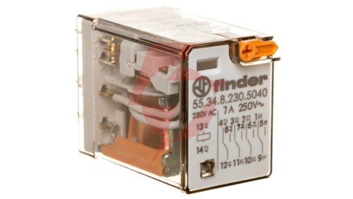 Przekaźnik przemysłowy 4P 7A 230V AC przycisk testujący mechaniczny wskaźnik zadziałania 55.34.8.230.5040