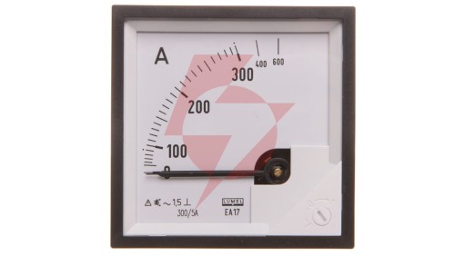 Amperomierz analogowy tablicowy 300/600A do przekładnika 300/5A 72x72mm N IP50 F420 C3 90 st. bez atestu KJ EA17N F42000000000
