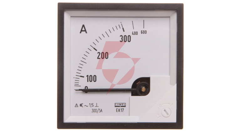 Amperomierz analogowy tablicowy 300/600A do przekładnika 300/5A 72x72mm N IP50 F420 C3 90 st. bez atestu KJ EA17N F42000000000