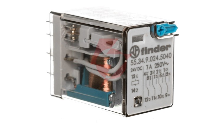 Przekaźnik przemysłowy 4P 7A 24V DC przycisk testujący mechaniczny wskaźnik zadziałania 55.34.9.024.5040