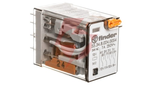 Przekaźnik przemysłowy 4P 7A 24V AC przycisk testujący mechaniczny wskaźnik zadziałania AgNi 55.34.8.024.0054