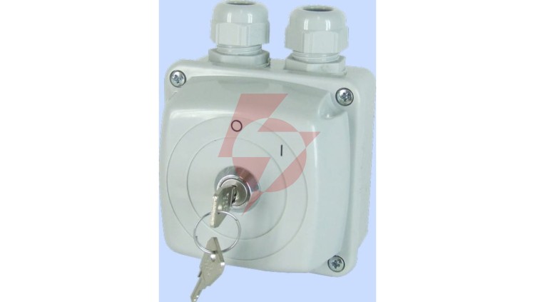 Łącznik krzywkowy 0-I 16A 3P załączany kluczykiem w obudowie IP44 Łuk E16-13z/z 951680
