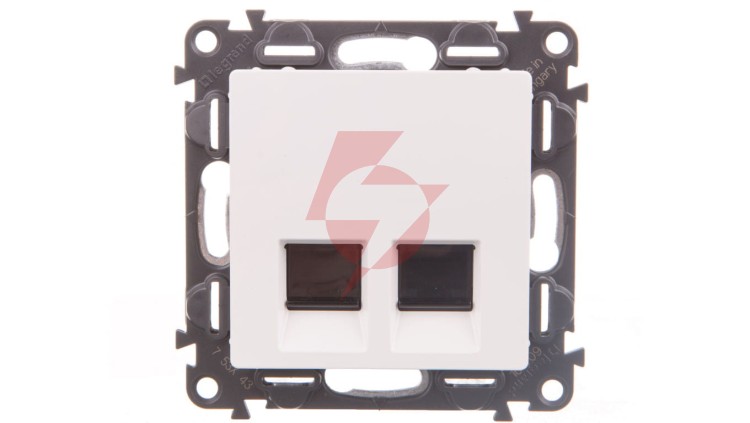 VALENA LIFE Gniazdo komputerowe podwójne RJ45 kat.6 UTP białe 753143