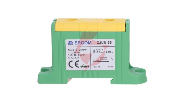 Złączka szynowa 1-torowa ZJUN-95 PE żółto-zielona R34RR-07020000803