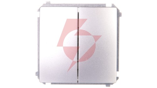Simon Basic Przycisk podwójny zwierny, dwuobwodowy: 2 we+2wy 16AX 250V, szybkozłącza, srebrny mat BMP2.01/43