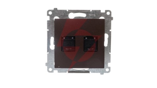 Simon 54 Gniazdo komputerowe podwójne 2xRJ45 kat.6 z przesłoną brąz mat D62.01/46