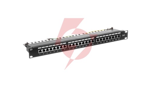 Patch panel kompletny 19 cali 24x RJ45 S/FTP kat. 6 1U z tacką czarny (RAL 9005) DN-91624S-EC
