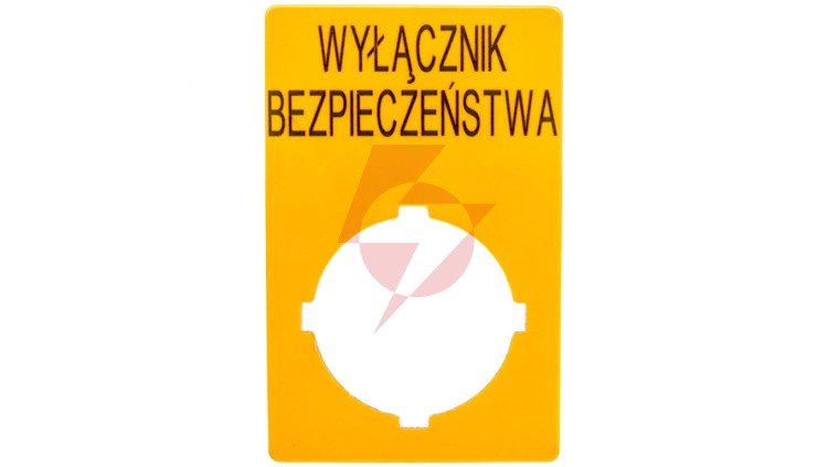 Szyld opisowy 33x50mm żółty /WYŁĄCZNIK BEZPIECZEŃSTWA/ M22-XZK1-PL99 167636