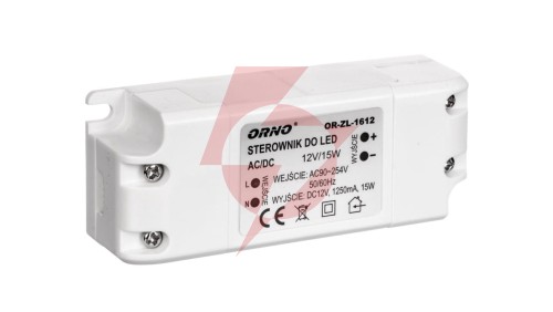 Zasilacz LED 12V DC 15W 1,25A IP20 OR-ZL-1612