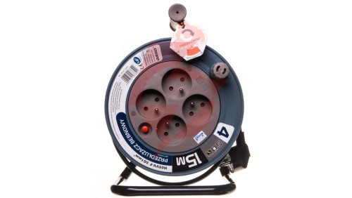 Przedłużacz bębnowy MINI 15m 4x230V /PVC 3x1mm2/ szary OR-AE-1339/G