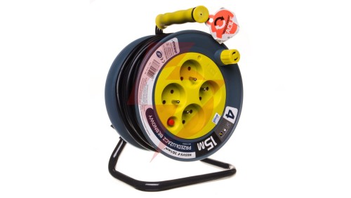 Przedłużacz bębnowy MINI 15m 4x230V /PVC 3x1mm2/ limonkowy OR-AE-1339/L