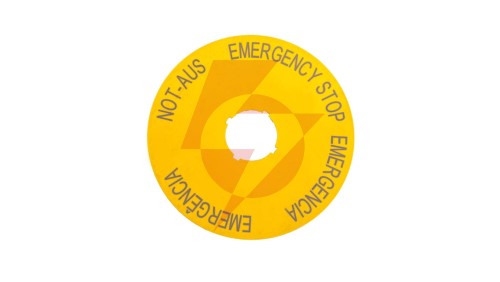 Tabliczka opisowa żółta okrągła EMERGENCY STOP (4 języki) M22-XAK2 216466