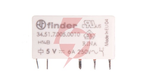 Wąski przekaźnik elektromagnetyczny 1P 6A 5V DC do płytki drukowanej 34.51.7.005.0010