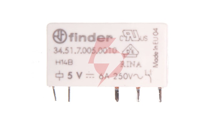 Wąski przekaźnik elektromagnetyczny 1P 6A 5V DC do płytki drukowanej 34.51.7.005.0010