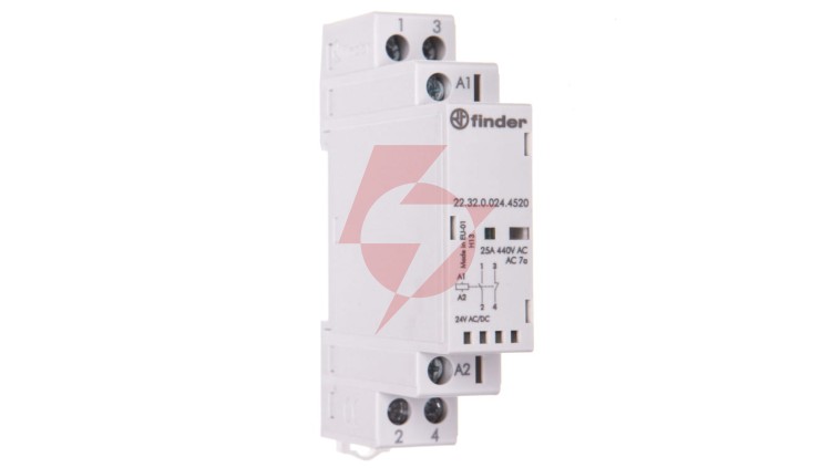 Stycznik modułowy 1Z 1R 25A 24V AC/DC, wskaźnik zadziałania + LED, 17,5mm 22.32.0.024.4520