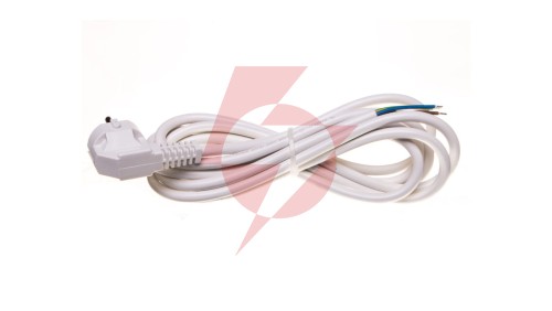 Przewód przyłączeniowy W-3 3x1,5 mm2 biały z wtyczką kątową 3m 51.935