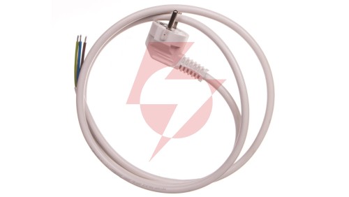 Przewód przyłączeniowy W-3 3x1,5 mm2 biały z wtyczką kątową 1,5m 51.931