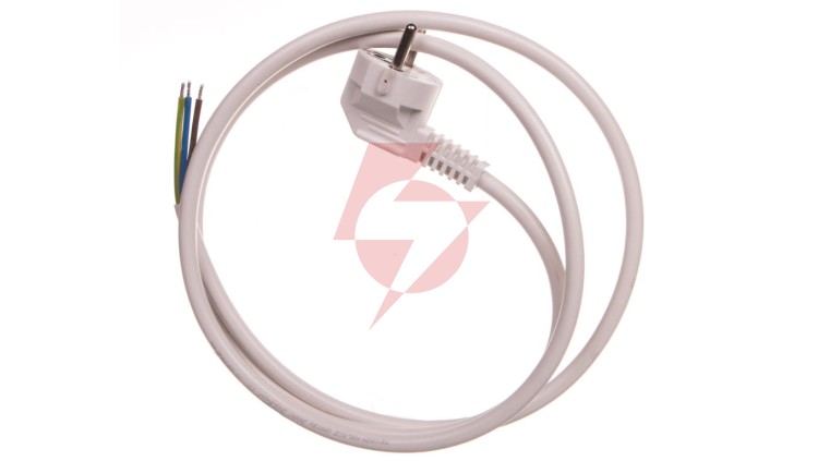 Przewód przyłączeniowy W-3 3x1,5 mm2 biały z wtyczką kątową 1,5m 51.931