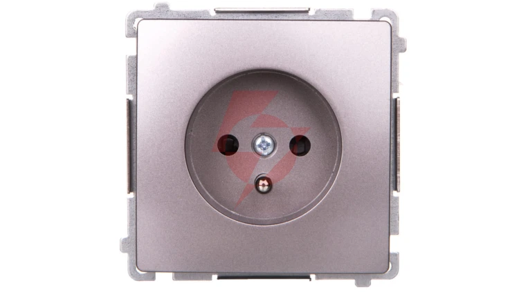 Simon Basic Gniazdo pojedyncze z/u z przesłonami stal inox BMGZ1Z.01/21