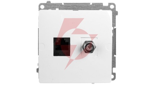 Simon Basic Gniazdo antenowe typu F + komputerowe RJ45 kat.6 białe BMAFRJ45.01/11