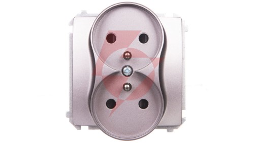 Simon Basic Gniazdo podwójne z/u 16A, 250 V stal inox BMGZ2Mz.01/21