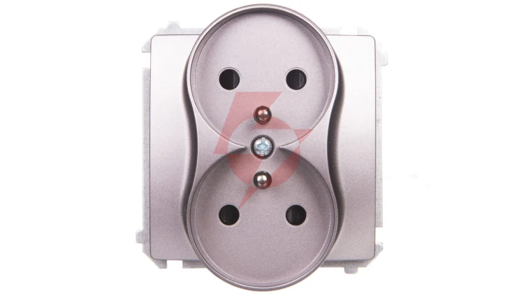 Simon Basic Gniazdo podwójne z/u 16A, 250 V stal inox BMGZ2Mz.01/21