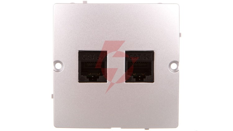 Simon Basic Gniazdo komputerowe podwójne RJ45 kat. 5e srebrny mat BMF52.02/43