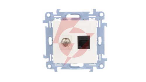 Simon 10 Gniazdo antenowe + komputerow typu F + RJ45 kat.5e białe CASFRJ455.01/11