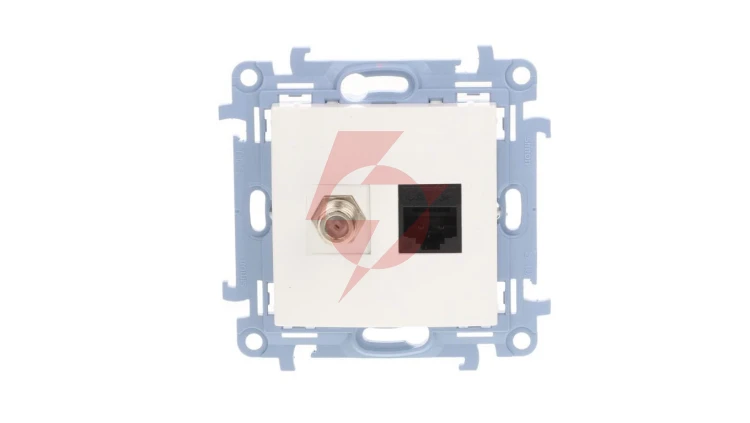 Simon 10 Gniazdo antenowe + komputerow typu F + RJ45 kat.5e białe CASFRJ455.01/11