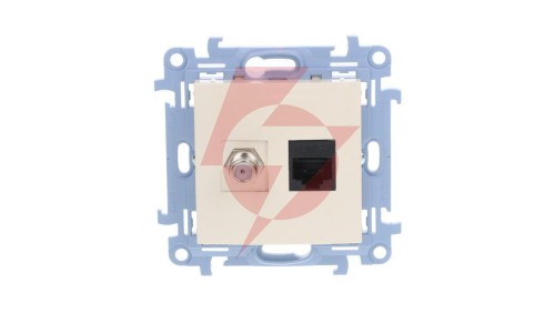 Simon 10 Gniazdo antenowe + komputerowe typu F + RJ45 kat.5e krem CASFRJ455.01/41
