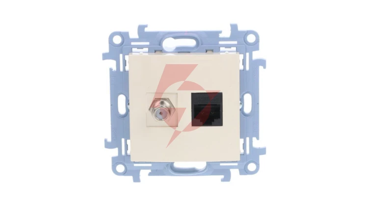 Simon 10 Gniazdo antenowe + komputerowe typu F + RJ45 kat.5e krem CASFRJ455.01/41