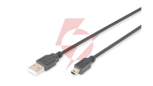 Kabel USB 1m czarny USB A/M wtyk - miniUSB B/M wtyk s/USB 2.0 AK-300108-010-S