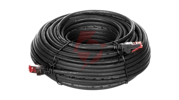 Kabel krosowy patchcord S/FTP (PiMF) kat.6 LSZH czarny 30m 68699