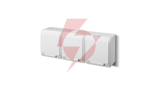 HERMES Gniazdo potrójne z/u 2P+Z SCHUKO IP44 białe 0326-02