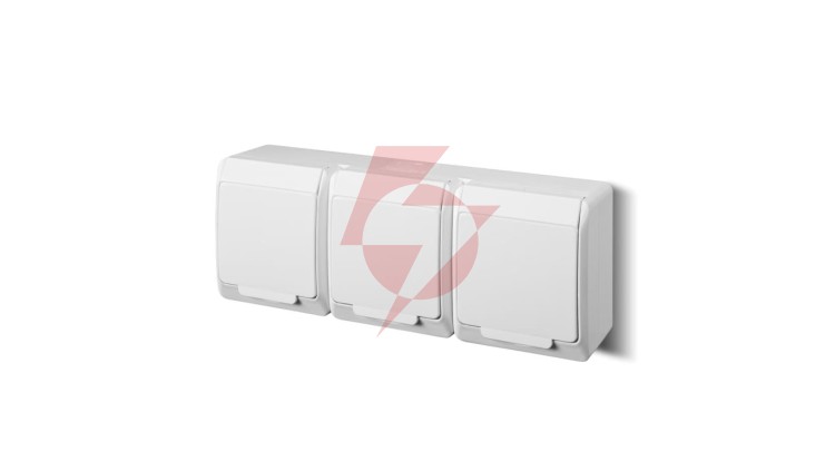 HERMES Gniazdo potrójne z/u 2P+Z SCHUKO IP44 białe 0326-02