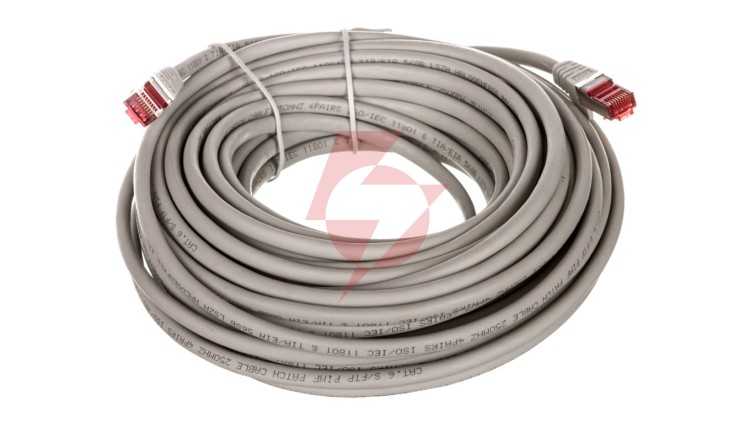 Kabel krosowy patchcord S/FTP (PiMF) kat.6 LSZH szary 15m 50892