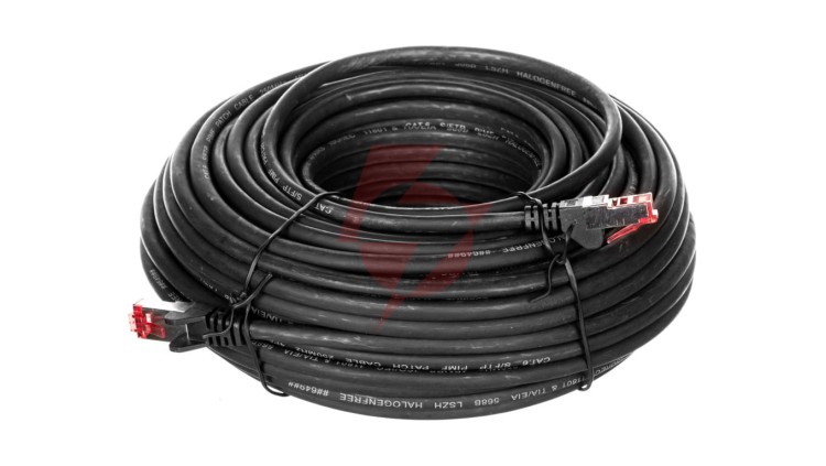 Kabel krosowy patchcord S/FTP (PiMF) kat.6 LSZH czarny 20m 68697