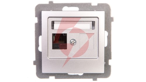 AS Gniazdo komputerowe pojedyncze RJ45 kat.5e MMC srebro GPK-1G/K/m/18