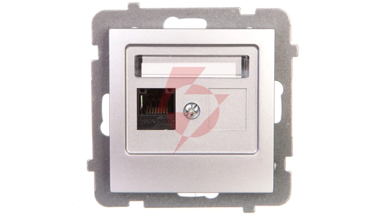 AS Gniazdo komputerowe pojedyncze RJ45 kat.5e MMC srebro GPK-1G/K/m/18