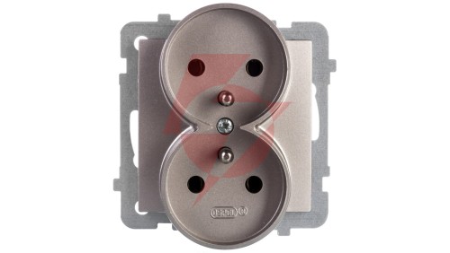 AS Gniazdo podwójne z/u satyna light GP-2GRZ/m/45