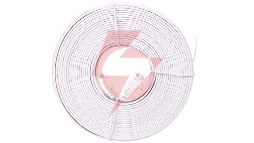 Kabel krosowy płaski patchcord U/UTP kat.5e biały 10m 93363