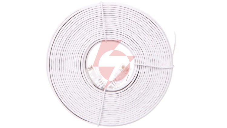 Kabel krosowy płaski patchcord U/UTP kat.5e biały 10m 93363