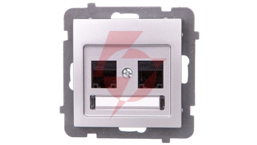 AS Gniazdo komputerowe podwójne RJ45 kat.5e MMC srebro GPK-2G/K/m/18